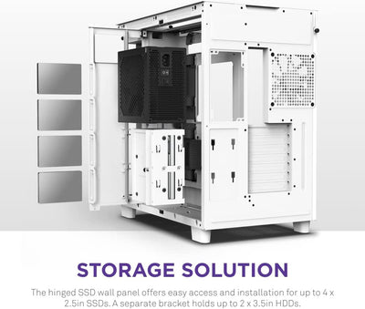 NZXT H9 Elite Dual-Chamber ATX Mid-Tower PC Gaming Case – Includes 3 x 120mm F120 RGB Duo Fans with Controller– Glass Front, Top & Side Panels 360mm Radiator Support Cable Management White
